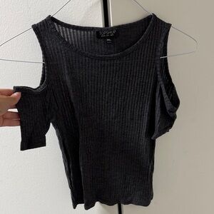 Topshop Charcoal Cold Shoulder Ribbed Tank